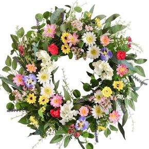 Summer Spring Wreath 24 inch Artificial Green Leaf Flower Wreaths Outdoor Wedding Parties Holiday Wreath Garden Front Door Wreaths