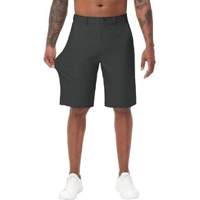 JWM Men's 11" Golf Shorts - Stretch Lightweight Hybrid Casual Dress Work Long Short with Zipper Pocket Flat Front Quick Dry