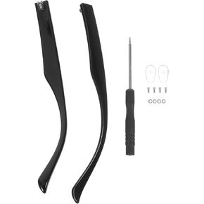 1 Pair Glasses Arm Replacement, Eyeglasses Repair Legs Glasses Temple Replacement Accessories with Screws, Washers, Screwdrivers, Nose Pads, Black