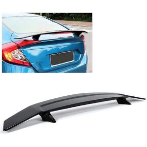 HECASA Trunk Spoiler with 3RD LED Brake Light Compatible with 2016-2021 Honda Civic EX-L EX LX Sport Sedan 4-Door Rear Lid Wing Painted Black Plastic