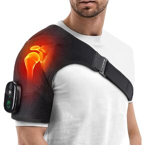 Cordless Heated Shoulder Brace, Heated Shoulder Wrap, Shoulder Heating Pad with Massage, Shoulder Massager for Men Women