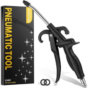 High Power Air Blow Gun with Rubber Guard, Industrial Household Air Nozzle Blower Gun Angle Ben Jet Nozzle, Air Gun Pneumatic Tool Compressor Accessory for Dust Cleaning Car Detailing