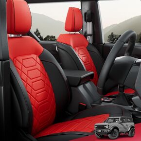 FREESOO Customized Seat Covers for Ford Bronco 4 Door 2021 2022 2023 2024, Full Set Waterproof Faux Leather Seat Covers BlackRed