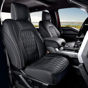 Coverado Front Car Seat Covers for Ford F150 F250 F350 F450 Truck, Automotive Waterproof Seat Cushion Cover Fit for 2015-2025 F150 & 2017-2025 F250 F350 F450 (Black)