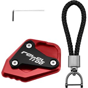 For HONDA REBEL1100 DCT CMX1100 Rebel 1100 M T 2020-2025 Kickstand Base Plate Motorcycle Stand Pad and Keychain Set (Black)