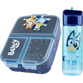 صندوق غداء Bluey Kids مع مقصورات وزجاجة ماء - هدايا ممتعة للفتيات والفتيان