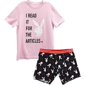 Playboy Men's Amazon Exclusive Pajama Lounge Set Includes Soft Cotton Tee and Boxer Brief, S-XL