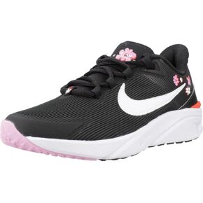 Nike Star Runner 4 NN SE Big Kids' Road Running Shoes (FJ8077-001, Black/Pink Rise/Picante Red/White) Size 4