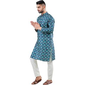 Elina Fashion Men Men's Satin Cotton Kurta Pajama وضعت مهرجان تونك الهندي التقليدي Kurta Payjama