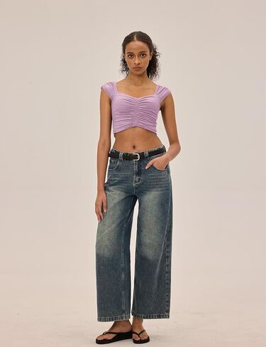 Workout Tops for Women Open Back Crop Tank Tops Cute Pleated V Neck Athletic Gym Yoga T Shirts Going Out Outfits in Saudi Arabia