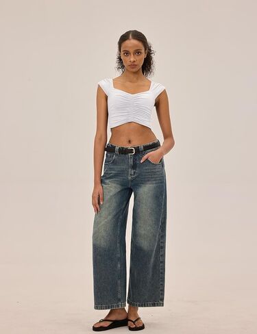Workout Tops for Women Open Back Crop Tank Tops Cute Pleated V Neck Athletic Gym Yoga T Shirts Going Out Outfits in Saudi Arabia