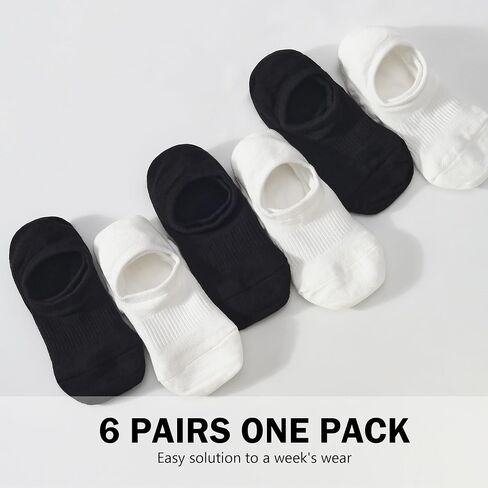 Dokutoku 6 عبوات Womens No Show Size Size 6-11 Thin Cotton White White Invisible Liner Socks in Kuwait