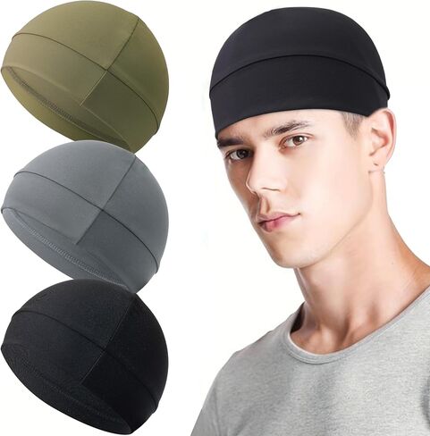 Qearl Men Cooling Skull Caps خوذة بطانة أغطية ركوب الدراجات العرق فتيل يركض قبعة قبعة قبعة للرجال النساء متعدد الألوان in Kuwait