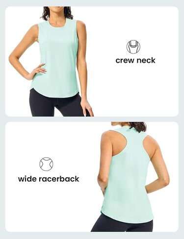 TBMPOY Women's Workout Tank Tops High Crew Neck Racerback Lightweight Muscle Dry Fit Tennis Sleeveless Athletic Running Yoga in Saudi Arabia
