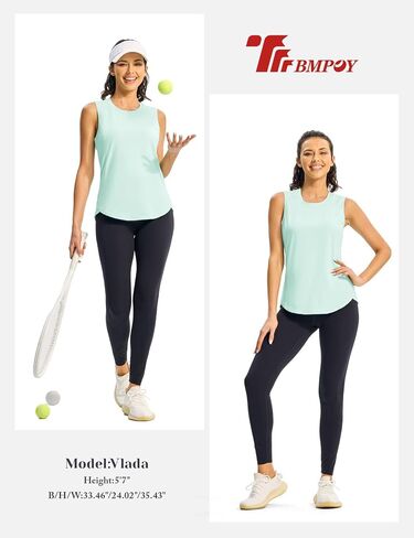 TBMPOY Women's Workout Tank Tops High Crew Neck Racerback Lightweight Muscle Dry Fit Tennis Sleeveless Athletic Running Yoga in Saudi Arabia