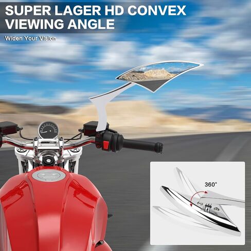 Universal 8mm/10mm أسود دراجة نارية للدراجة الخلفية مرايا جانبية ، متوافقة مع طراد Chopper Sportster Dyna Softail Street الدراجات الدراجة الترابية (أسود) in Kuwait