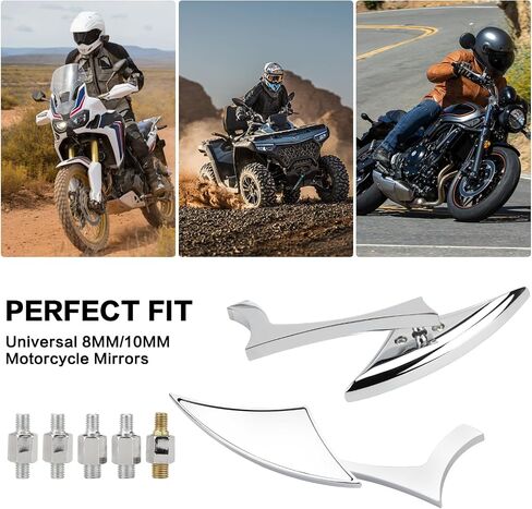 Universal 8mm/10mm أسود دراجة نارية للدراجة الخلفية مرايا جانبية ، متوافقة مع طراد Chopper Sportster Dyna Softail Street الدراجات الدراجة الترابية (أسود) in Kuwait