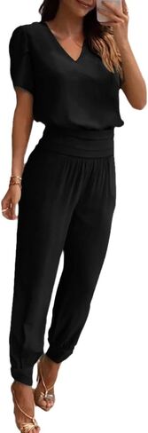 النساء غير الرسمي 2 قطعة الطباعة طباعة الأكمام القصيرة قمم Vneck وسروال طويل مجموعات ملابس صيفية لطيف in Kuwait