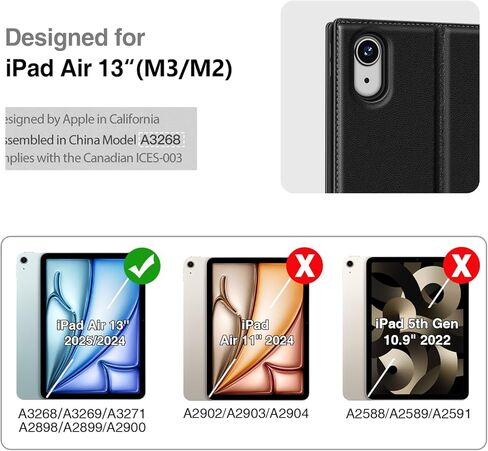 Antbox لجهاز iPad Air 13 بوصة، حافظة M2 (2024)، جلد نباتي فاخر، يدعم بالكامل قلم الرصاص Pro والقلم الرصاص (USB-C)، وظيفة النوم/الاستيقاظ التلقائي، حامل قلم رصاص مدمج لجهاز iPad 13 بوصة (أسمر) in Kuwait