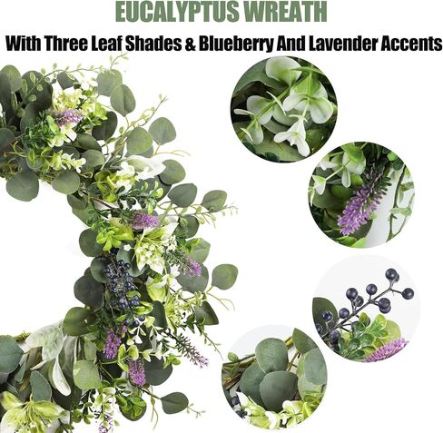 Eucalyptus Wreath for Front Door, Spring Wreath with Berries Perfect fo Home Farmhouse Decor, and Year Round Outdoor Use in Saudi Arabia