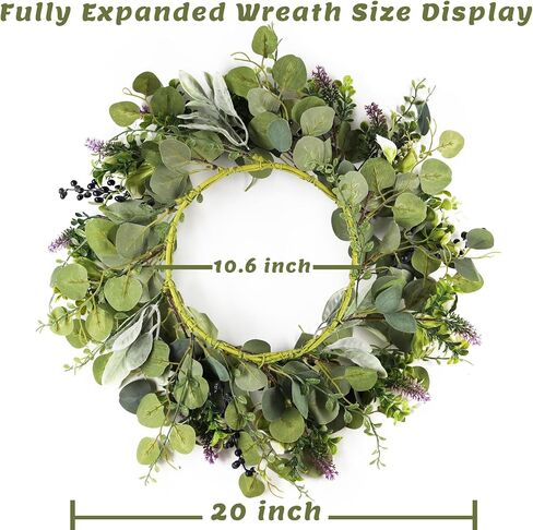 Eucalyptus Wreath for Front Door, Spring Wreath with Berries Perfect fo Home Farmhouse Decor, and Year Round Outdoor Use in Saudi Arabia