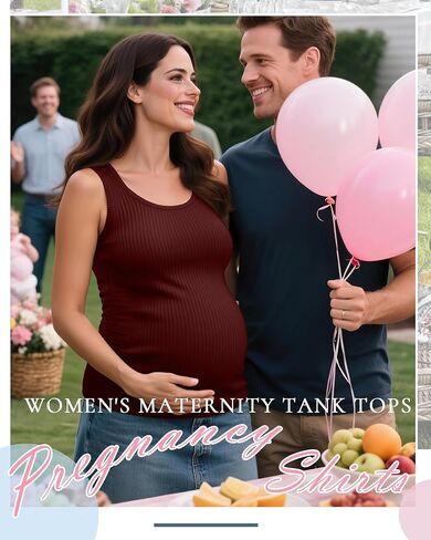 Ficerd 4 Pack Women's Maternity Tank Tops, Side Ruch Sleeveless Cotton Pregnancy Shirts Casual Ribbed Basic Maternity Clothes in Saudi Arabia