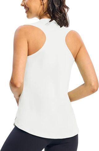 TBMPOY Women's Workout Tank Tops High Crew Neck Racerback Lightweight Muscle Dry Fit Tennis Sleeveless Athletic Running Yoga in Saudi Arabia