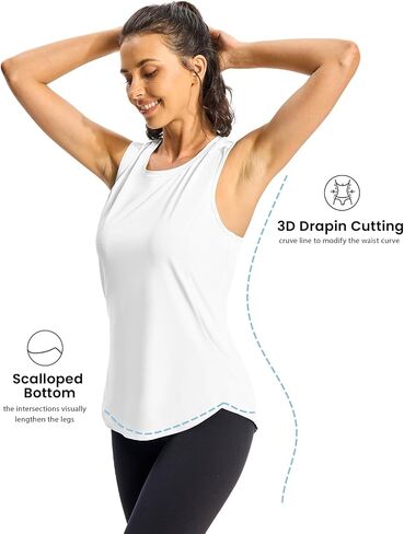 TBMPOY Women's Workout Tank Tops High Crew Neck Racerback Lightweight Muscle Dry Fit Tennis Sleeveless Athletic Running Yoga in Saudi Arabia