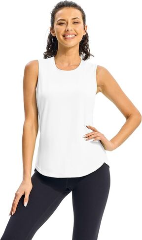 TBMPOY Women's Workout Tank Tops High Crew Neck Racerback Lightweight Muscle Dry Fit Tennis Sleeveless Athletic Running Yoga in Saudi Arabia