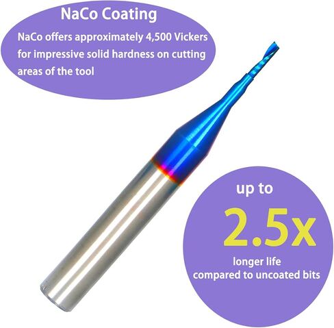 1/4" Diameter O Single Flute Upcut Spiral End Mill CNC Router Bit with NACO Coating - 1/4" Shank Plastic Cutting 1/4 D x 1 CH x 1/4 SHK x 2-1/2 Inch Long with Mirror Finish UT144 in Kuwait