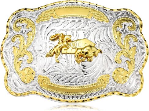 Western Cowboy Belt Buckle for Men, Large Golden Horse Bull Texas Belt Buckles American Flag Jeans Accessory in Saudi Arabia