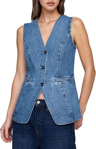 kedera denim سترة للنساء لأسفل Long Jean Weistcoat غير الرسمي الدنيم جنيه Slim Fit Jean Top in Kuwait