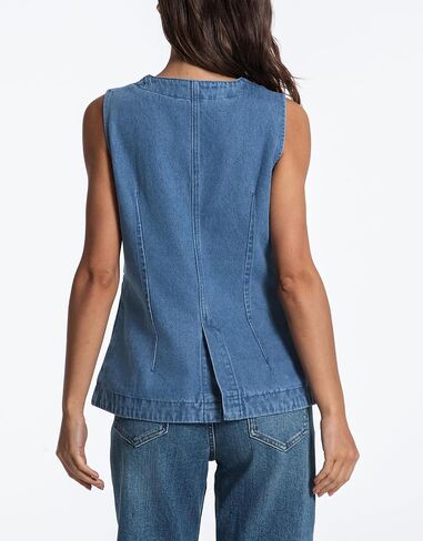 kedera denim سترة للنساء لأسفل Long Jean Weistcoat غير الرسمي الدنيم جنيه Slim Fit Jean Top in Kuwait