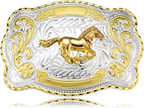 Western Cowboy Belt Buckle for Men, Large Golden Horse Bull Texas Belt Buckles American Flag Jeans Accessory in Saudi Arabia