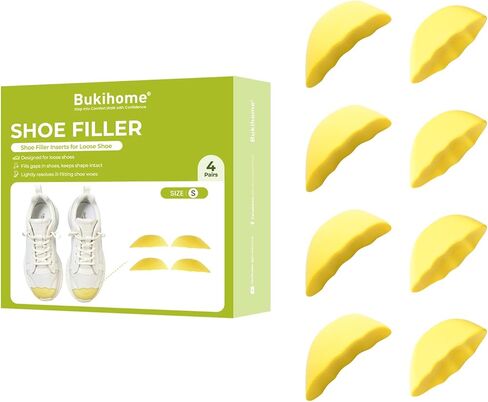 حشو الأحذية Bukihome إدراج - 4 أزواج حشو الأحذية للأحذية الكبيرة للغاية ، وسائد الكعب للنساء ، وإدراج إصبع القدم ، واختزاز الحجم يجعل الأحذية مناسبة ، وسائد للنساء ، والأصفر ، والأصفر ، in Kuwait
