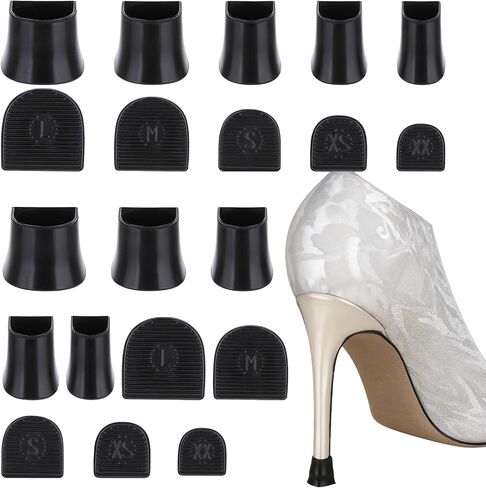 10 Pairs of Stiletto Heel Cap Protectors, 4 Sizes Universal Heel Caps Anti-Slip Noise Reduction Heel Covers Suitable for Weddings, Grass, Gravel Roads, Outdoor Activities (U Type-Black) in Saudi Arabia