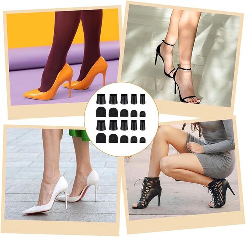 10 Pairs of Stiletto Heel Cap Protectors, 4 Sizes Universal Heel Caps Anti-Slip Noise Reduction Heel Covers Suitable for Weddings, Grass, Gravel Roads, Outdoor Activities (U Type-Black) in Saudi Arabia