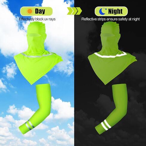 3 Sets Balaclava Face Mask and Arm Sleeves with Reflective Strip Summer Sun Protection for Men Women Outdoor Activity in Saudi Arabia