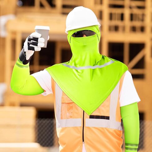 3 Sets Balaclava Face Mask and Arm Sleeves with Reflective Strip Summer Sun Protection for Men Women Outdoor Activity in Saudi Arabia