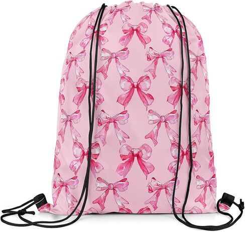 jejeloiu أقواس ألوان مائية حقيبة الظهر 13x15.7inch pink bow bow bow bow ripbon pagsvintage princess princess backpack string backpack in Kuwait
