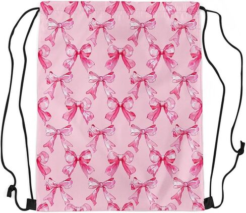 jejeloiu أقواس ألوان مائية حقيبة الظهر 13x15.7inch pink bow bow bow bow ripbon pagsvintage princess princess backpack string backpack in Kuwait