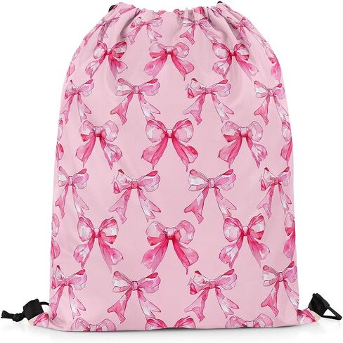 jejeloiu أقواس ألوان مائية حقيبة الظهر 13x15.7inch pink bow bow bow bow ripbon pagsvintage princess princess backpack string backpack in Kuwait