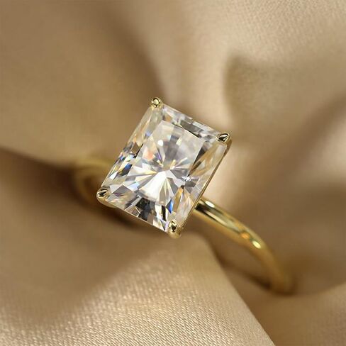1ct/2ct/3ct Solid 10K 14K Gold Solitaire Radiant Cut Moissanite Engagement Ring for Women,D Color VVS1 Clarity Brilliant Cut Moissanite Wedding Bridal Promise Anniversary Ring Jewelry Gift in Saudi Arabia