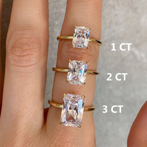 1ct/2ct/3ct Solid 10K 14K Gold Solitaire Radiant Cut Moissanite Engagement Ring for Women,D Color VVS1 Clarity Brilliant Cut Moissanite Wedding Bridal Promise Anniversary Ring Jewelry Gift in Saudi Arabia