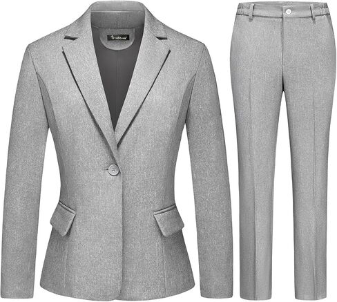 Women's Business Solid Suit 2 Piece Slim Fit Classic Blazer Pants Set for Women Formal Office in Saudi Arabia