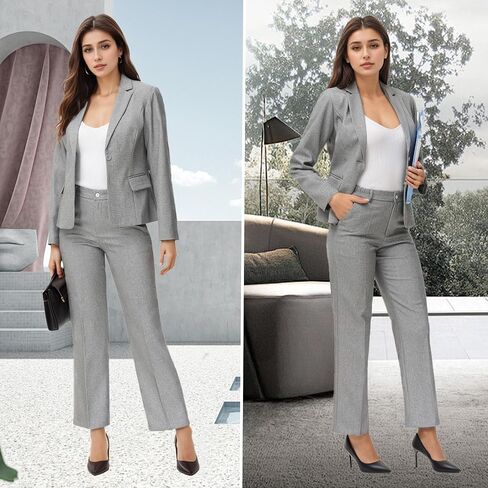 Women's Business Solid Suit 2 Piece Slim Fit Classic Blazer Pants Set for Women Formal Office in Saudi Arabia