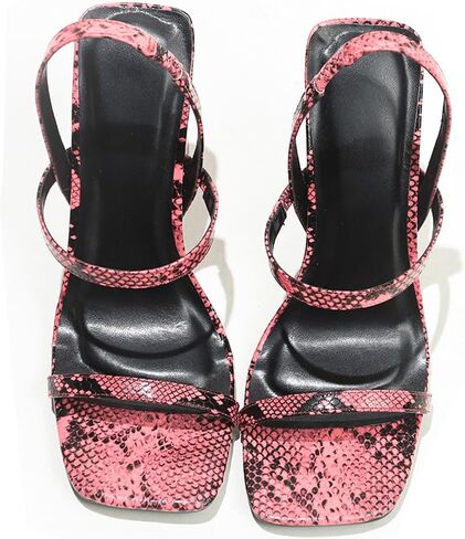 Women's Chunky Heel Open-Toe Ankle High Heel Sandals Snake skin pattern upper in Saudi Arabia