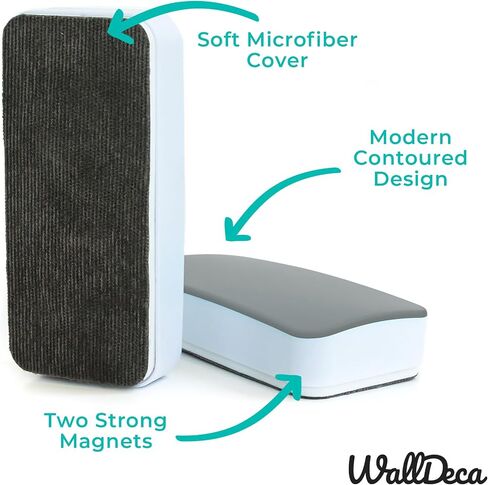 WallDeca Dry Erase Eraser, Felt Bottom Surface Whiteboard Eraser, Dry Erase Board Eraser, Magnetic Eraser for Dry Erase Board, Works on All Dry Erase Surfaces, Glass Board and Whiteboard (White) in Saudi Arabia