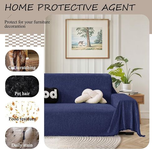 ALIECOM Sectional Couch Covers L Shape Sectional Sofa Cover for Dogs 2 Piece Thick Chenille L Shaped Couch Slipcover Blanket Chaise Pet Furniture Protector Washable (XX-Large, Light Khaki) in Saudi Arabia