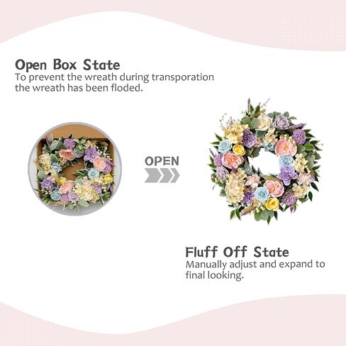 TEMPUS Spring Summer Wreath for Front Door 22 Inch Artificial Floral Wreath with Roses Peonies Hydrangeas Leaves for Door Wall Decoration Wedding Party Home Farmhouse Decoration in Saudi Arabia